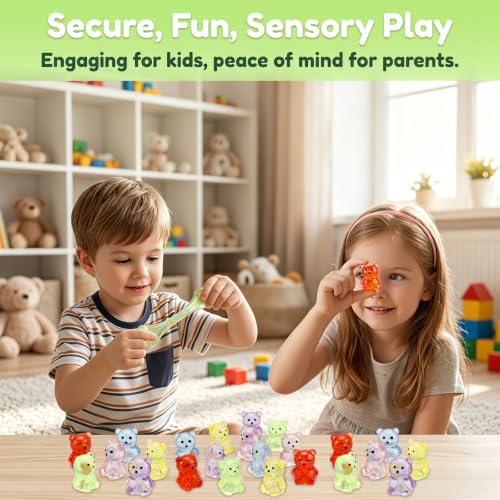 Image of 30 Pack Mini Bear Squishies, Squeezy Sensory Toys for Kids, Anxiety Relief, Treasure Box Toys Classroom Prizes Party Favors, Multicolor