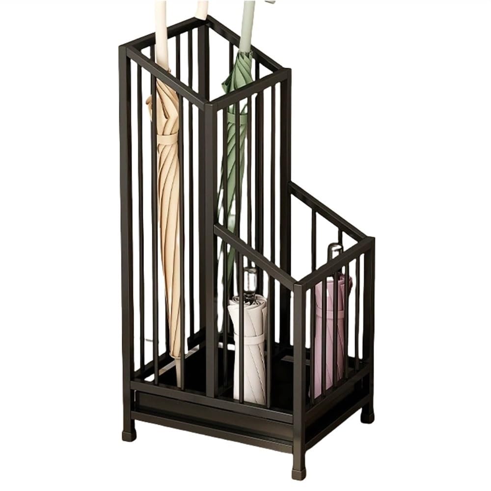 sdSDGrw umbrella stand, Metal Umbrella Stand with Removable Drip Tray - Stylish Rack for Entryway, Office, Living Room(Black,9.8x7.9x24.4in)
