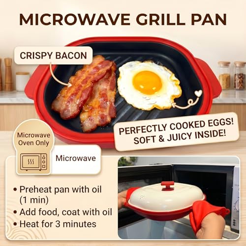 Red Microwave Grill Pan with Lid - image 2