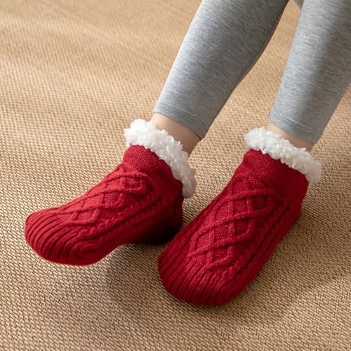 Indoor Non-Slip Thermal Socks, Fleece-Lined Thick Warm Slipper Socks, V-Mouth Fluffy Winter Indoor Thermal Socks2