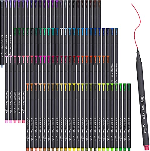 Tebik 108 Pack Journal Planner Pens Colored Pens, 100 Assorted Colors Drawing Pens with 8 Different Stencils, Perfect for Dotted Journal Planner Writing Note Calendar Coloring Office School Supplies
