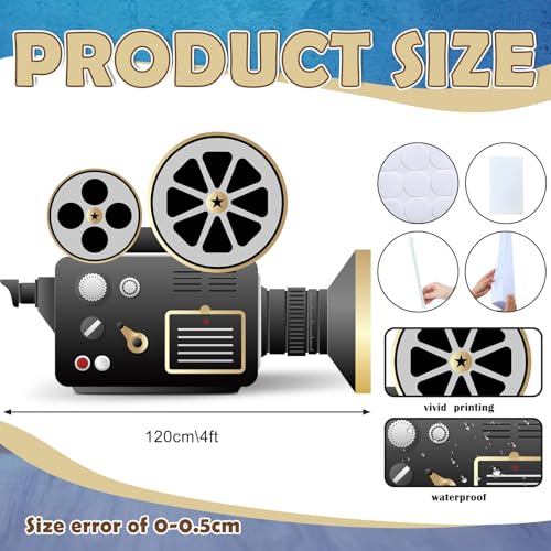 Image of DoubleFill 4 ft Movie Night Party Decorations Red Carpet Movie Camera Cardboard Cutout Stand up Premiere Party Decorations Red Carpet Photo Prop Backdrop for Prom Night Theme Decor