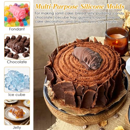 Molde de silicona 3D perro Shar Pei realista para hielo miniatura 5