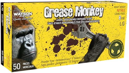 Watson Gloves Grease Monkey 5555PF Biodegradable Nitrile 8 MIL Disposable Gloves, Black, XL, 50/Box by Watson Gloves - Image 2