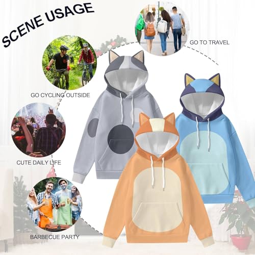 Ycuios Unisex Novelty Cosplay Costumes Hoodies Dog Ears Hooded Sweatshirt For Adult Men Women Couples,Blue S thumb #3