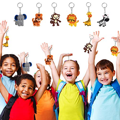 Imagitek 24 Pack Jungle Animal Keychains Safari Animal Keychains For Safari Party Favors Supplies, Kids Party Bag Fillers, School Carnival Rewards, Jungle Safari Baby Shower Party Favors #TOP6