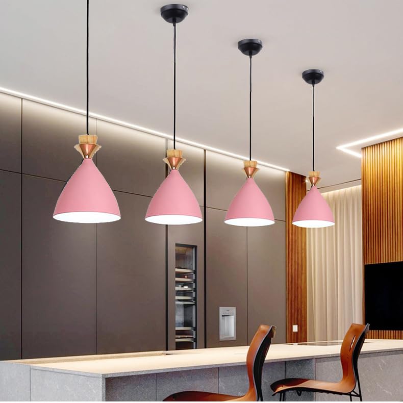 Image of Modern Pink Dome Hanging Pendant Light for Ceiling, Aluminium, Antique Decor, E-27 Holder, Bulb is not Included,Pack of 2
