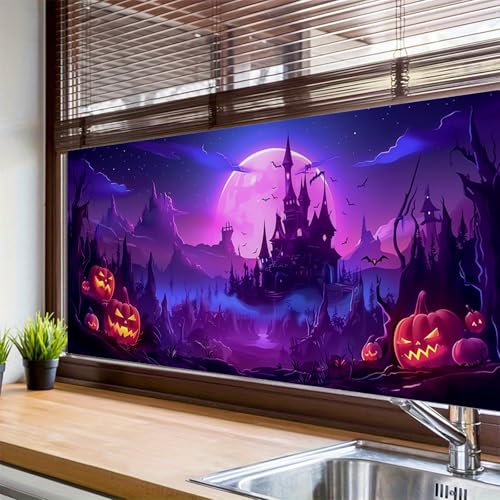 Vinilo decorativo Halloween castillo 39.3x17.7 pulgadas miniatura 5