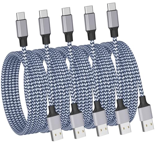 [Apple MFi Certified] USB Type C Cable iPhone 17 Fast Charging (5-Pack 3ft) USB-A to USB-C Nylon Braided Data Sync Transfer CarPlay Carlife Screen sync for iPhone 17/16 Airpods iPad Galaxy Pixel