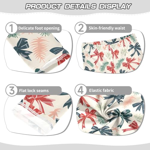 senya Girls Printed Leggings Yoga Pants Christmas Ribbon Bows Pattern for Kids in 4t to 10 Years, 4T3