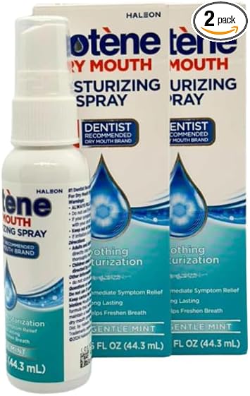 Moisturizing Dry Mouth Spray, Biotenee Moisturizing Spray for Dry Mouth and Bad Breath Gentle Mint - 1.5 fl oz Pack of 2