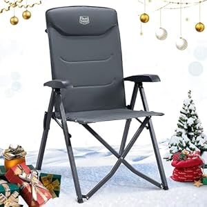 TIMBER RIDGE Campingstuhl Faltbar Hohe Lehne mit 4 Positionen verstellbar bis 150kg Klappstuhl Camping Gepolstert Gartenstuhl Angelstuhl mit Tasche für Garten Balkon Wohnmobil