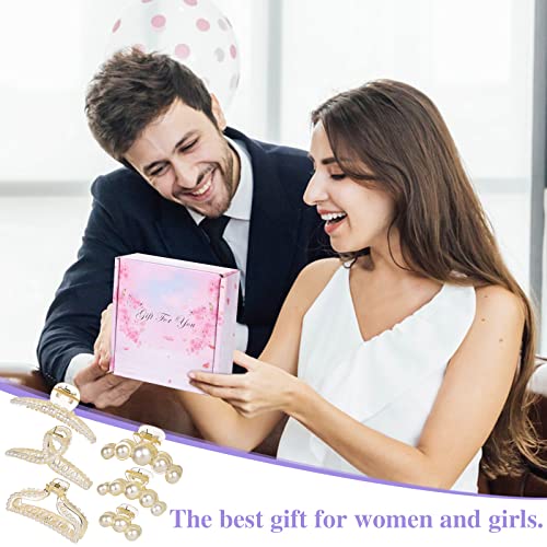 6 Pcs Pearl Hair Claw Clips, Fancy Pearl Wedding Hair Accessories Gift For Women Girls With Gift Box #TOP6