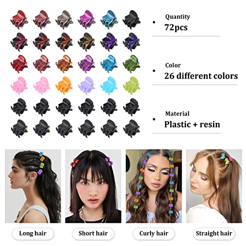Mini Hair Claw Clips For Girls And Women, Sublaga 72 Pcs Small Hair Clips Pins Clamps Non Slip Tiny Plastic Jaw Clips #TOP2