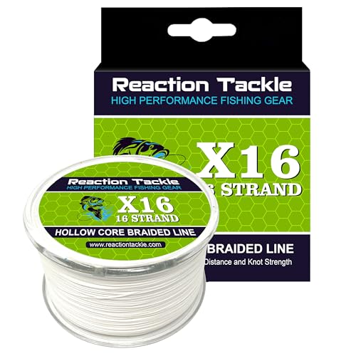 Image of Reaction Tackle Hollow Core Braided Fishing Line - 16 Strand Splice Ready Braid for Knotless Leader Connections, Freshwater and Saltwater Trolling and Offshore