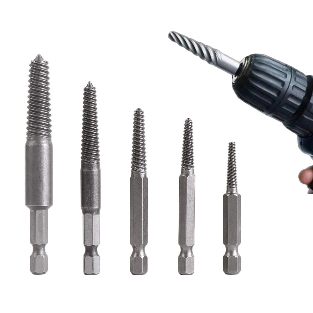 Leadigol 5PCS Broken Screws Extractors,Screw Extractor Bolt Demolition Tool Socket Adapter Screwdriver Extension Water Pipe Extractor Bit Holder Bit Drill Extensions Adapter Drill Bits Guide Set