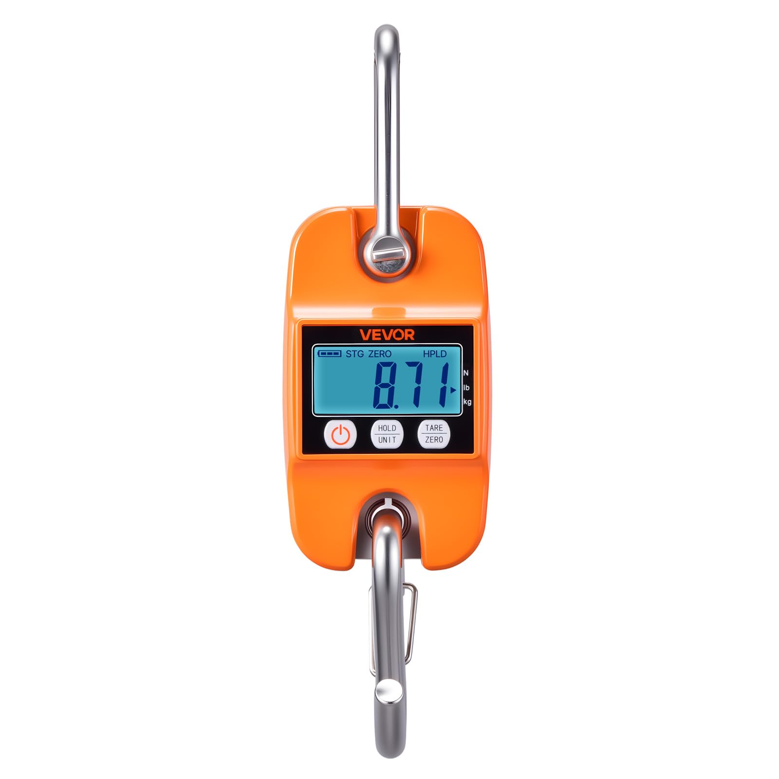 VEVOR Balance à Grue Numérique 400 kg Balance Suspendue Précision 100 g Peson Électronique Portable pour Ferme, Chasse, Pêche, avec Boîtier en Aluminium Moulé, Écran LCD, 3 Unités, Arrêt Automatique
