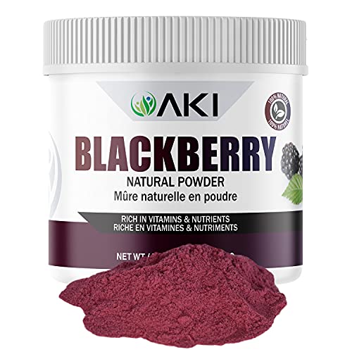 AKI Natural Blackberry Powder Extract Superfood, Rich in Antioxidant, Advanced & Vital Nutrients, Vitamin C, Sugar-Free, Vegan-friendly|Ideal for Baking, Flavoring, Smoothie, Yogurt, Recipes, Sprinkle of Magenta Color (5.29 Oz/150Gr)