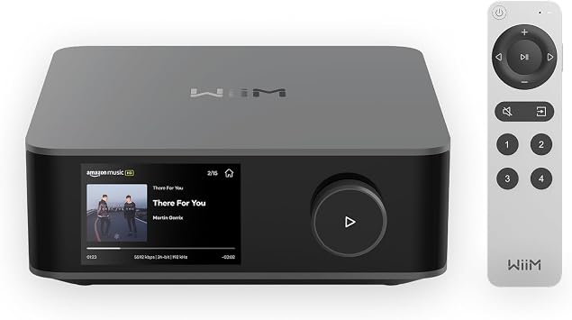 WiiM Amp Ultra with Voice Remote 2 | 100W Streaming Amplifier with Premium ESS ES9039Q2M DAC & Dual TI TPA3255 Amps | Built-in RoomFit EQ & Touchscreen | HDMI ARC, Optical, RCA Inputs | Space Gray