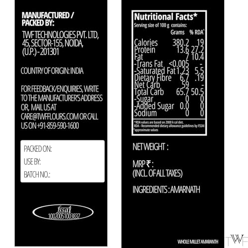 Image of TWF Unpolished Amaranth Whole Millet | 1kg | Hulled | Rajgira | Ramdana Seeds | Naturally Gluten-Free Supergrain | Calcium-Rich & Cholesterol-Free | Easy to Cook | Ideal for Fasting, Soups, Laddoos, Chapati & Salads