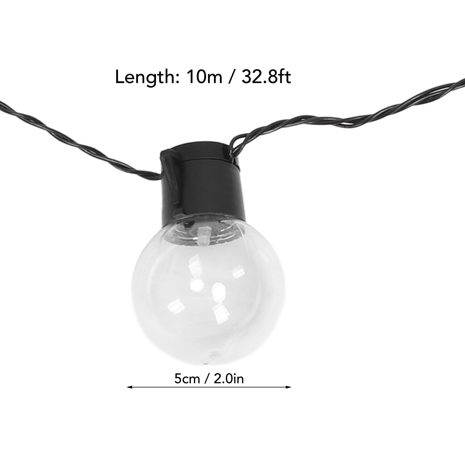 Domary 40 Luci Solari a Stringa LED Lampadine G50 Illuminazione da Esterno per Patio da 32,8 Piedi con Batteria 500 mAh Ricarica USB per la Decorazione del Giardino nel Cortile