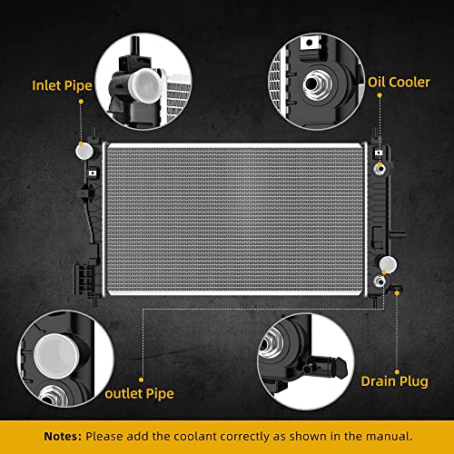 Image of DWVO Radiator Complete Radiator Compatible with 2013-2015 Chevy Malibu 2016 Malibu Limited 2016-2018 Impala LS LT LTZ l4 2.5L