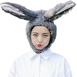 [DAYDREAM]ウサギ帽子 グレー兎 ラビット 長毛 キャップ アニマルハット 手軽に変身 コスプレ小道具 ハロウィン 可愛い動物帽子 アニマル帽子 ぬいぐるみ 被り物 面白い 撮影道具 2個セット