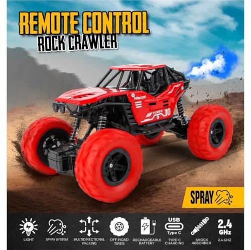 Image of RC Rock Crawler 2x2 Big Tyre Monster Truck | Metal Body, Dual Motor, Remote Control, Rechargeable Battery, Off-Road Climbing Car for Kids & Adults