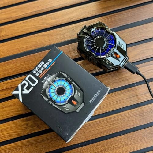 Image of X20 Mobile Phone Cooler Fan - Dual Gear Semiconductor Radiator with LED Light | Ultra-Quiet 24dB, Fast Cooling for Gaming | USB Powered, Universal Smartphone Clip Fan