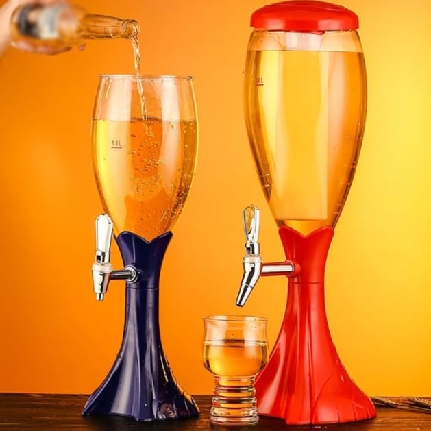 Dispenser Beer High Capacity Bar Glowing Beer Tower Water Juice Beverage Tabletop Home Bar Liquid Drinking 1.5l/0.39 Gallon (Silver color)