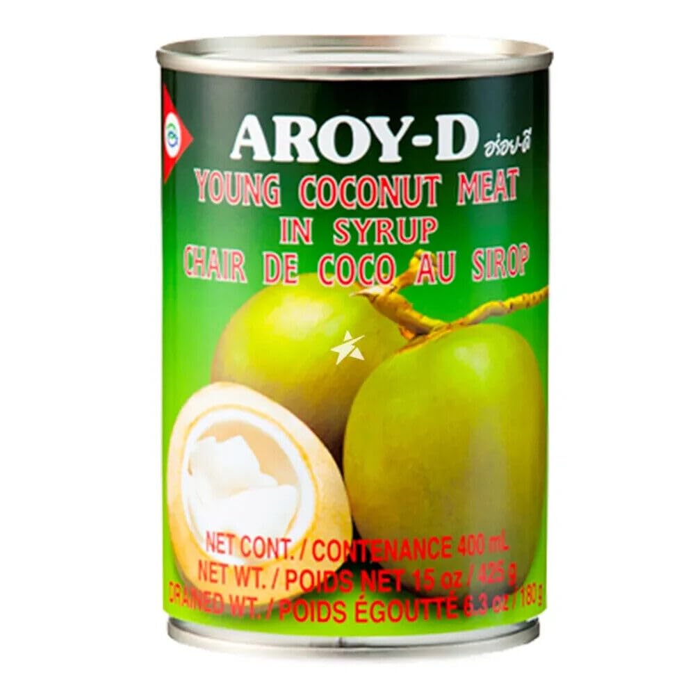 Aroy-D Thai Young Coconut Meat In Syrup for Dessert Topping Salad 425g