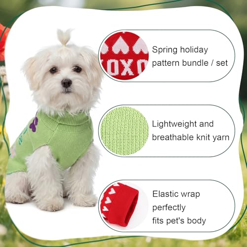 4 Pack Easter Dog Sweater Dog Spring Outfit Small Cat Knit Sweaters, Seasonal Pet Clothes for Easter, Spring(Medium) - Image 4