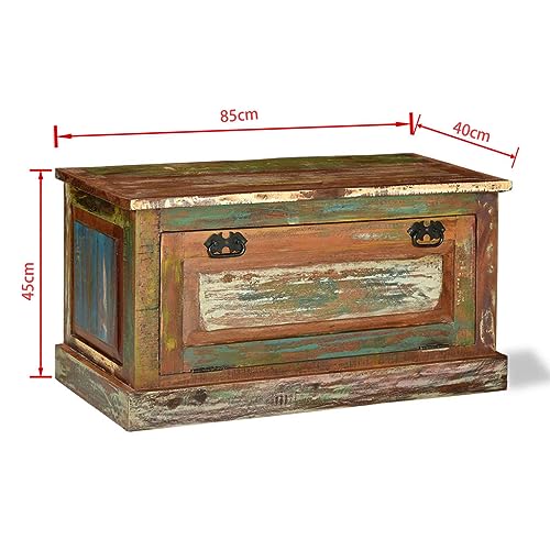 Banc à chaussures en bois recyclé 85cm avec 2 compartiments