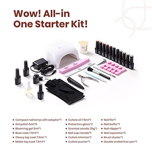 Beetles Gel Polish Starter Kit 11 Colors And 1 Blooming Gel With Led Light Uv Lamp Manicure Set Base Glossy Matte Top Coat Brown Blue Nude Nail Art Salon Diy Home For Girls Women #TOP1