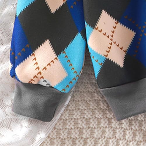 Crewneck Sweatshirt for Toddler Boys Girls Loose Pullover Sweatshirt Kids Long Sleeve Argyle Hoodies Tops Fall Clothes4