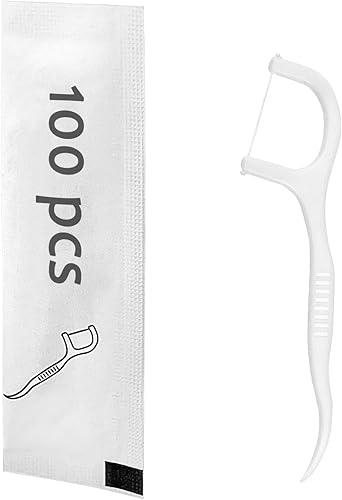 100 palillos de hilo dental envueltos individualmente, hilo dental tamaño viaje, palitos de hilo dental para limpieza de dientes y cuidado bucal