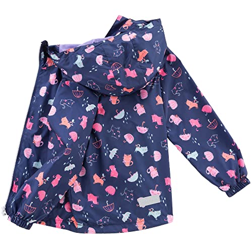 Image of Girls Rain Jackets Waterproof Lightweight Hooded Cotton Kids Outdoor Raincoats Breathable Windbreakers 10-11 Years