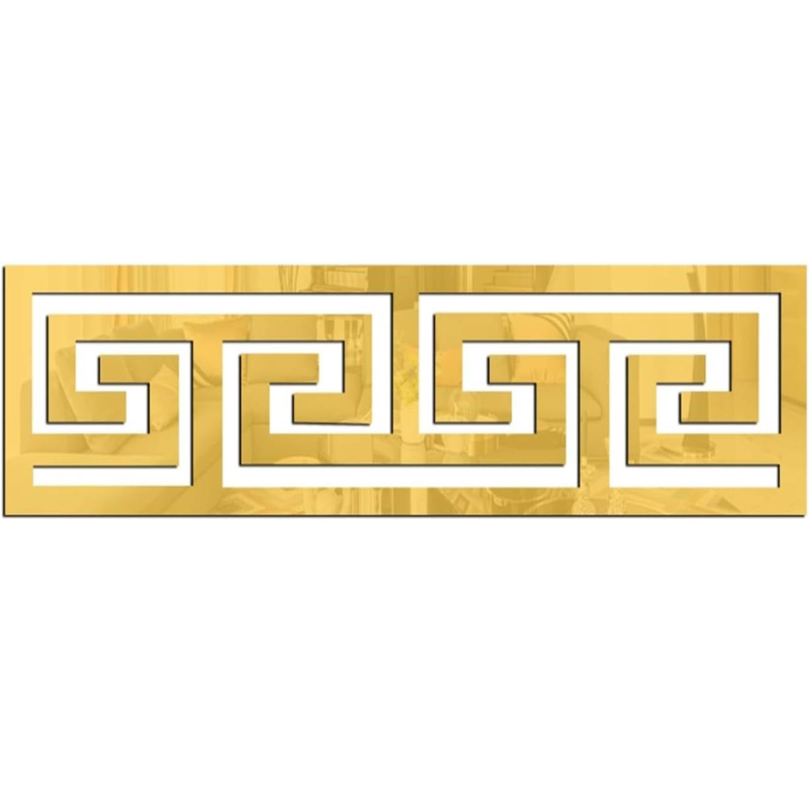 HASTHIP® 12Pcs Golden Decorative Mirror Stickers, Versatile Geometric Acrylic Wall Border Stickers for Bedroom Bathroom Living Room Background Decor, 7.87x1.96 Inches-image-37