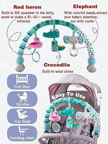 Image of Pau1Hami1ton Baby Stroller Arch Toys, Car Seat Toys,Bouncer Toy Bar /Mobile for Bassinet,Adjustable Baby Hanging Toys Fit for Crib Bed,Stroller,Car Seat.S-19(Crocodile)