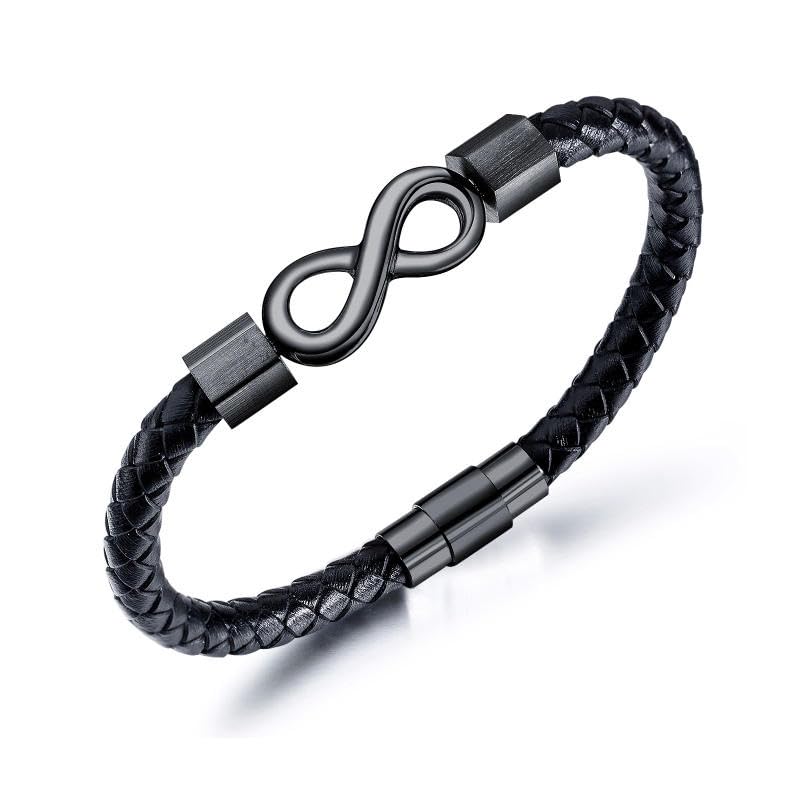 Image of Nakabh Titanium Steel Vegan Leather Micro Insert Bracelet for Men & Boys