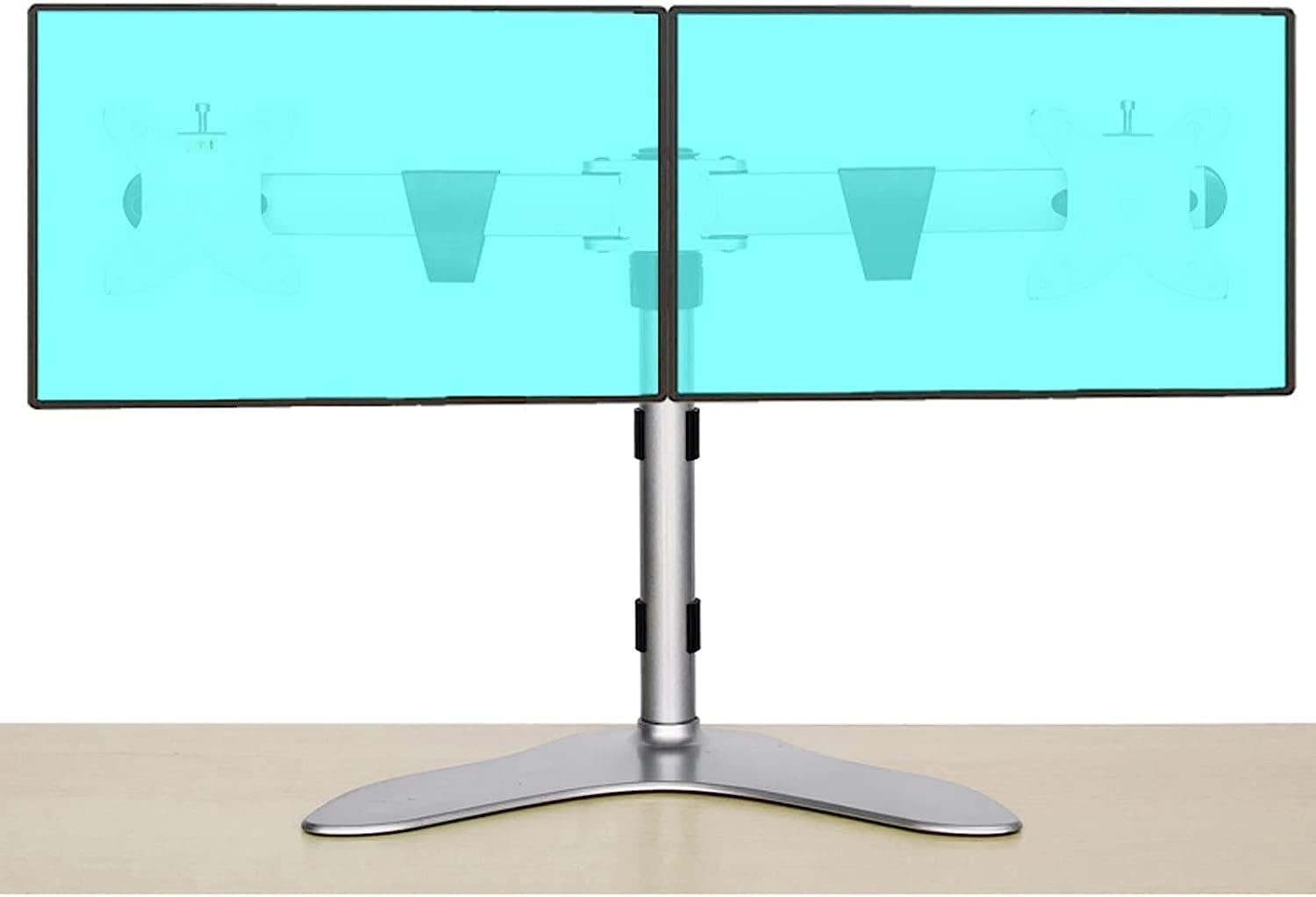 CGCSYZ Dual Monitor Stand With Metal Base, Mounts 2 Screens Up To 30 Inch And 8kg/17.6 Lbs Each, 75mm & 100mm Compatible VESA TV Mount