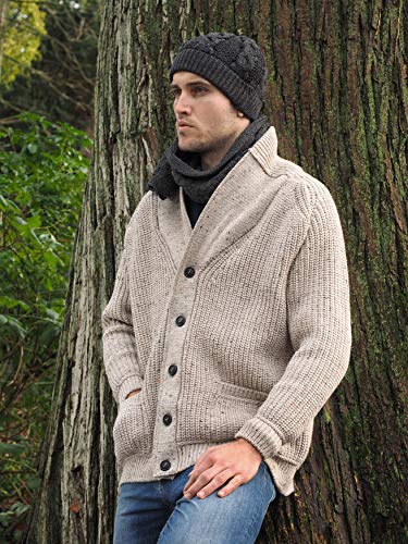 Aran Crafts Men's Irish Cable Knitted Ribbed Shawl Cardigan (100% Merino Wool)4