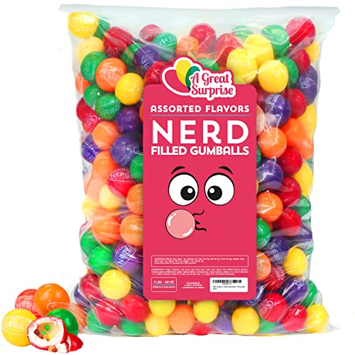 Nerd Filled Gumballs, 3 LB Bulk Candy, Approx. 150 Gumballs