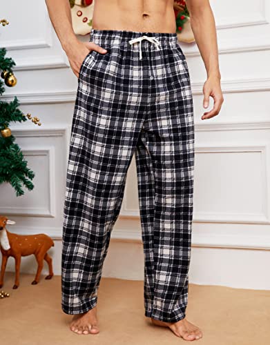 U2SKIIN 2 Pack Mens Fleece Pajama Pants, Warm Plaid Lounge Pj Bottoms for Men with Pockets Soft2