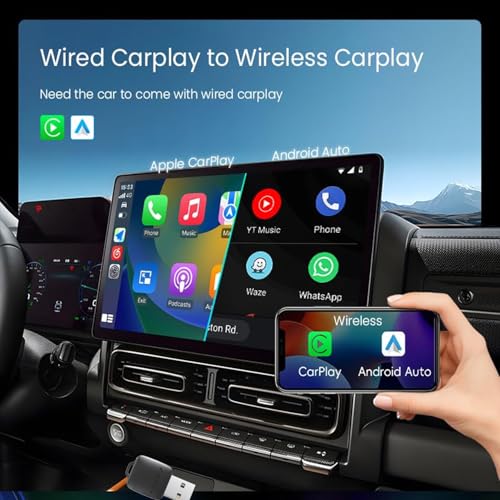 Image of 2-in-1 Wireless Carplay and Android Auto Receiver, Converts Wired to Wireless, Bluetooth 5.4 & WiFi 6, Only for Cars OEM Installed Wired Android Auto /CarPlay, USB C /A, Quick & Auto Reconnect