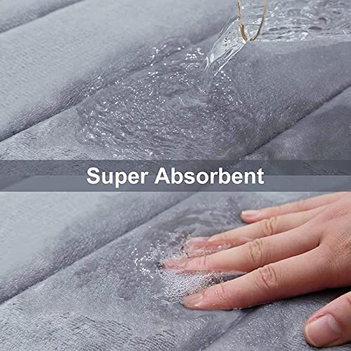 Image of Buganda Memory Foam Bath Mat Rug, Ultra Soft and Non-Slip Bathroom Rugs, Water Absorbent and Machine Washable Bath Rug for Bathroom, Shower, and Tub, 32 inch x 20 inch, Gray