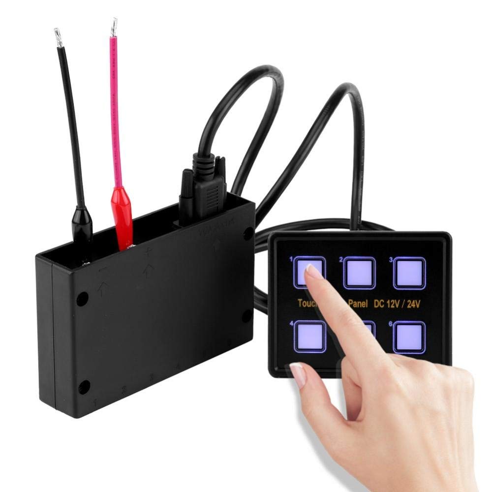 KIMISS 12V/24V 6 Gang Touch Screen Control Panel Switch LED Panel for Car Boat Universal
