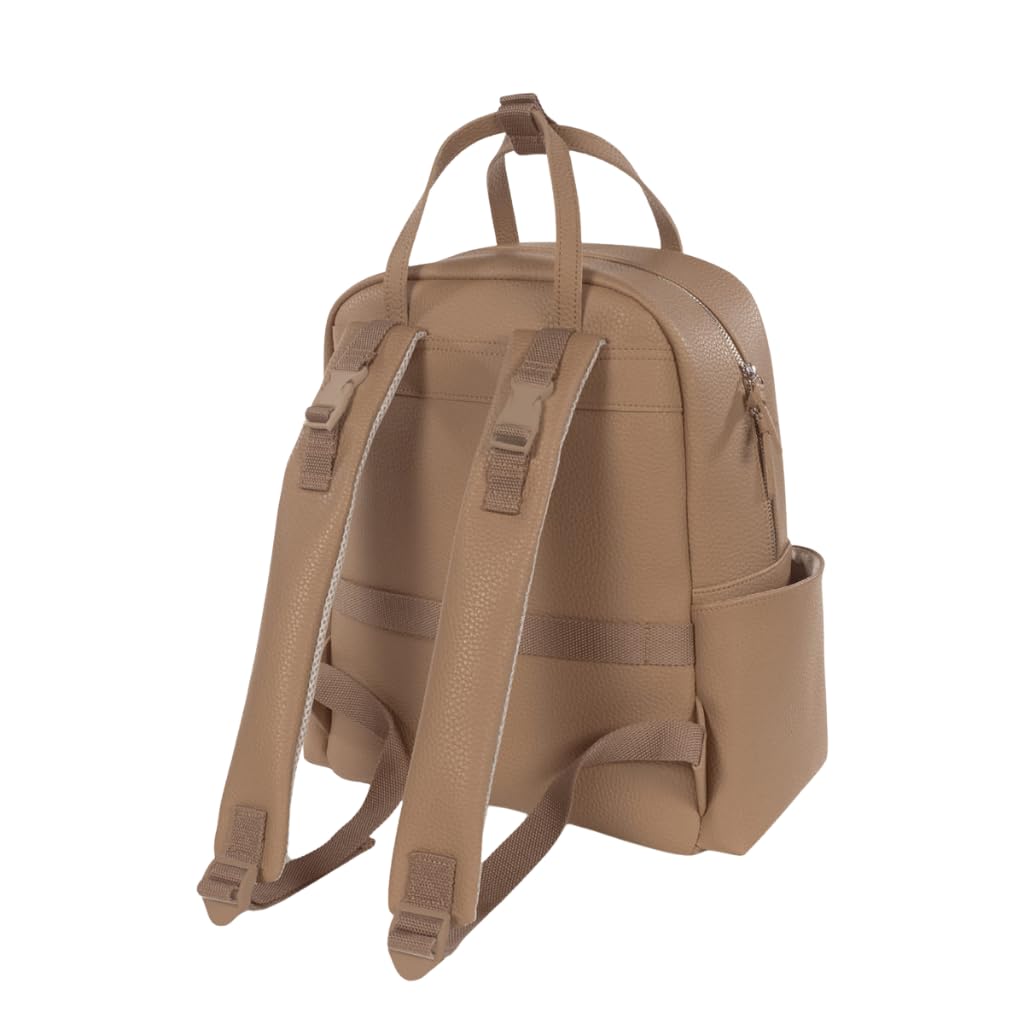 Zaino con fasciatoio passeggino nascita Modello ICON in simil pelle lavabile in lavatrice a 30° in varie colorazioni. Borsa fasciatoio nascita per passeggino (Caramello)