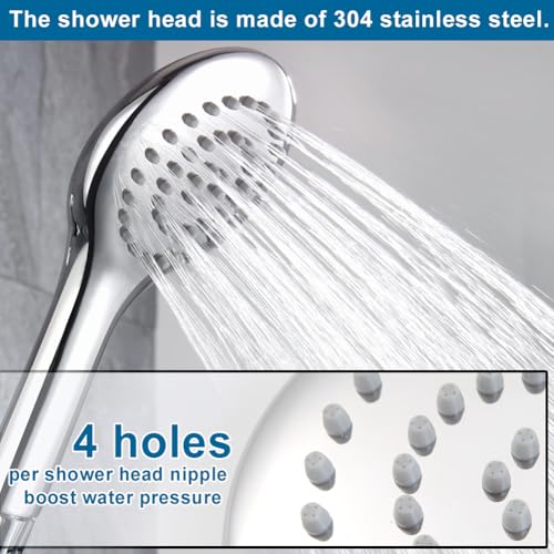 Pop Sanitaryware All Metal Shower Head With Handheld Chrome, High Pressure Showerheads With 72'' Stainless Steel Shower Hose And Brass Adjustable Shower Wand Bracket thumb #1