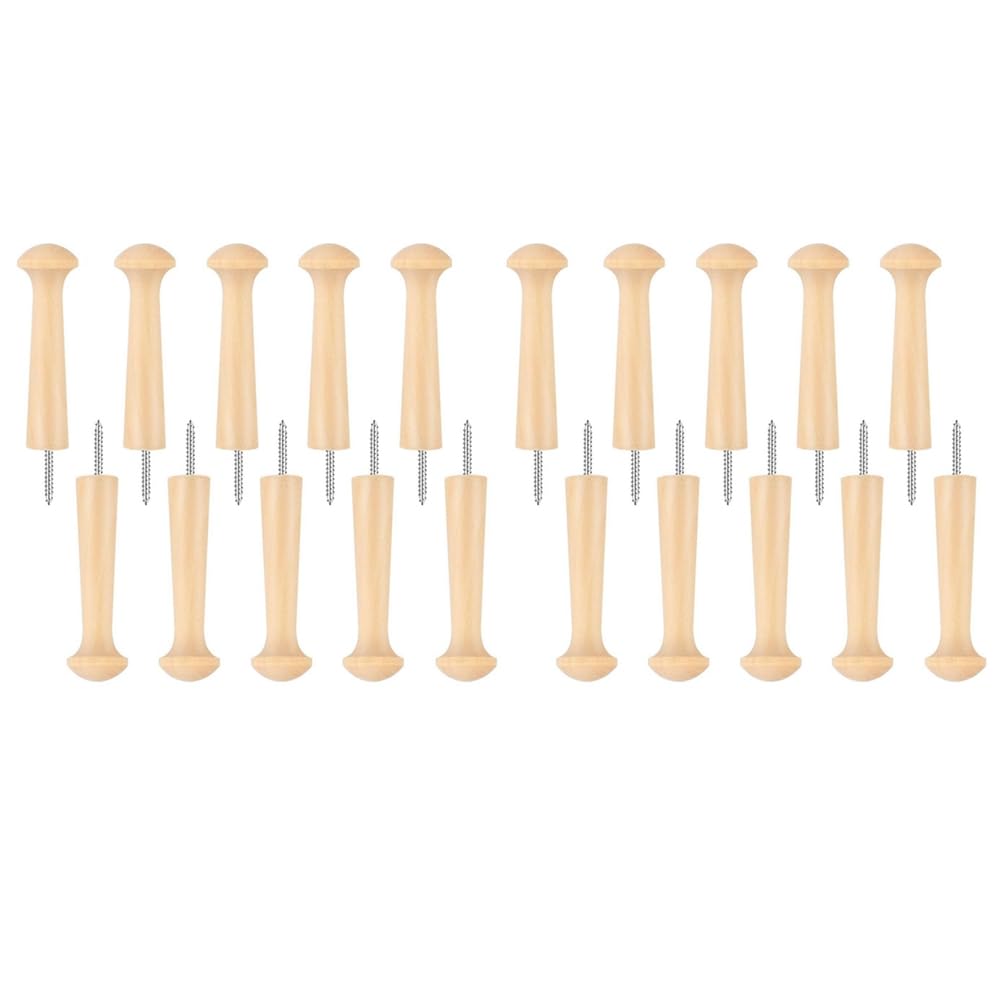 CTRLZS 20pcs Wooden Shaker Peg Wood -on Shaker Pegs Unfinished Wood Shaker Racks for Hanging Clothes Hats Towel